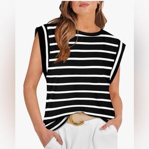 Amazon Black and White Striped Muscle Tee